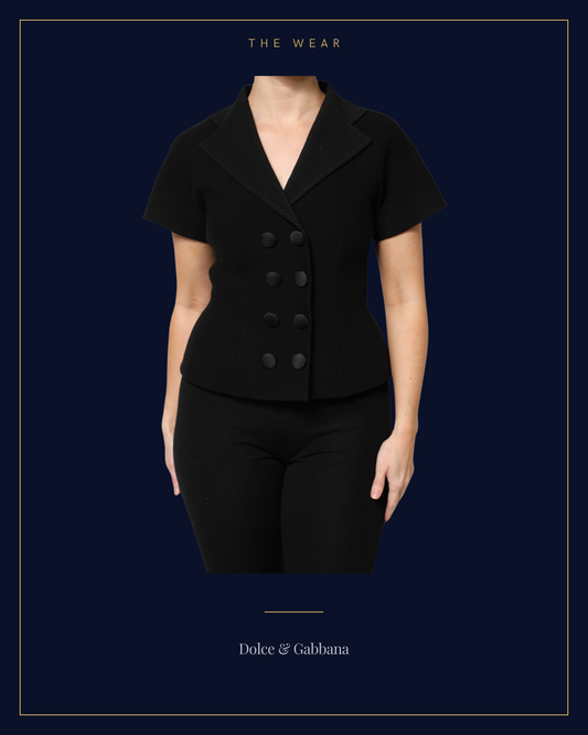 THE WEAR — Dolce & Gabbana double-breasted jacket, framed editorial plate on navy