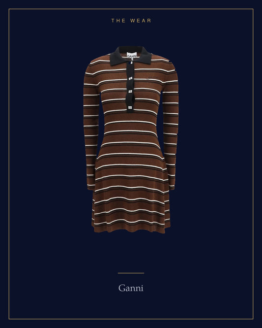 THE WEAR — Ganni striped wool polo dress, Women Wear 03