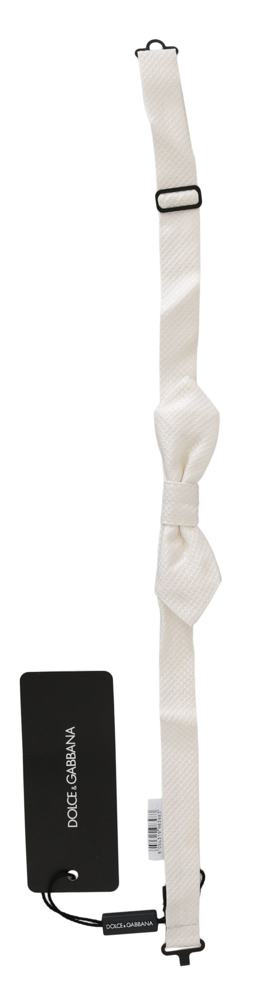 Dolce & Gabbana White 100% Silk Slim Adjustable Neck Papillon Men Tie - ClickThatClicks 