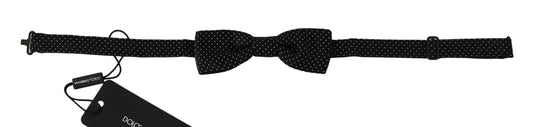 Dolce & Gabbana Black Polka Dots Silk Adjustable Neck Papillon Men Bow Tie - ClickThatClicks 