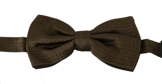 Dolce & Gabbana Brown Polka Dots Silk Adjustable Neck Papillon Men Bow Tie - ClickThatClicks 