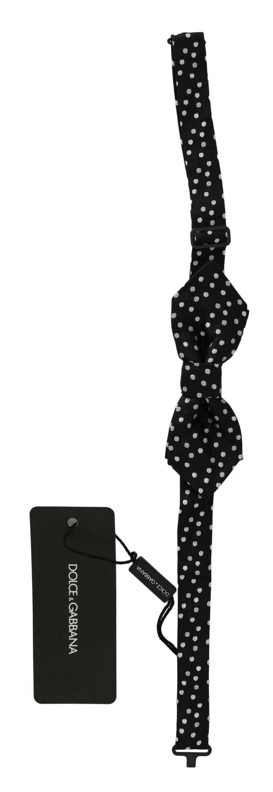 Dolce & Gabbana Black Polka Dots Silk Adjustable Neck Papillon Men Bow Tie - ClickThatClicks 
