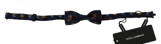 Dolce & Gabbana Blue Flags 100% Silk Adjustable Neck Papillon Men Bow Tie - ClickThatClicks 