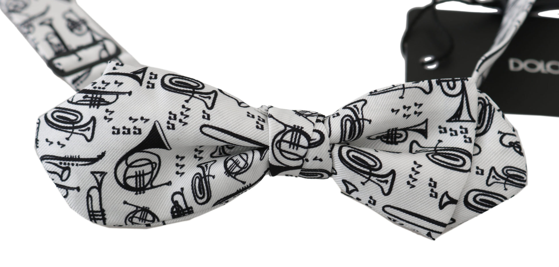 Dolce & Gabbana White Instruments Adjustable Neck Papillon Men Bow Tie - ClickThatClicks 