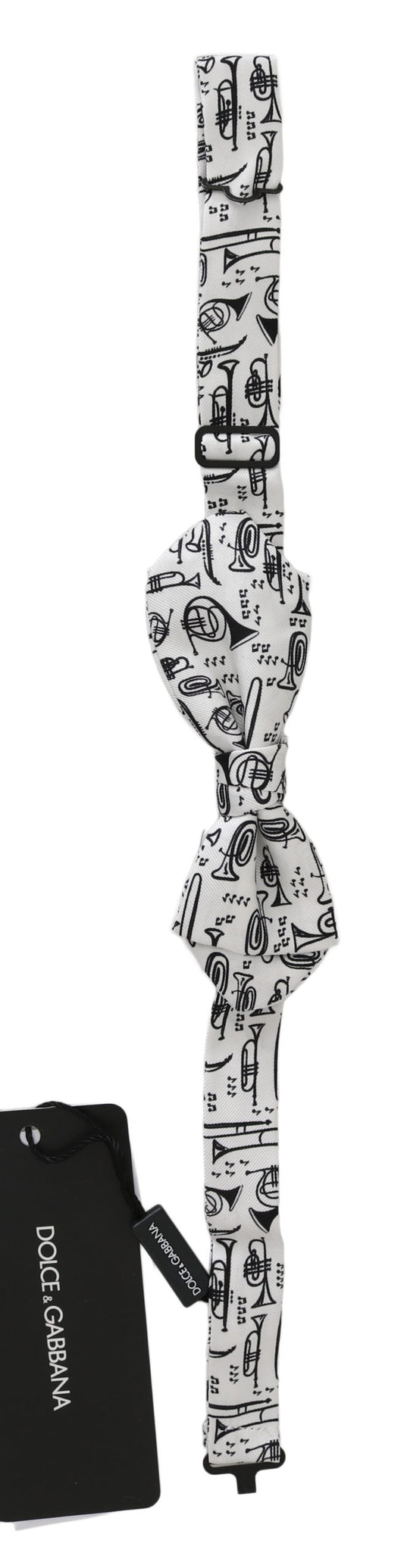 Dolce & Gabbana White Instruments Adjustable Neck Papillon Men Bow Tie - ClickThatClicks 