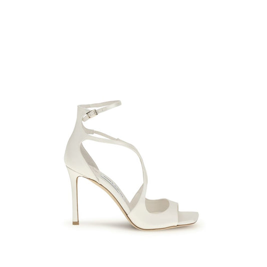 Jimmy Choo White Silk Stiletto Heel Sandals - ClickThatClicks 