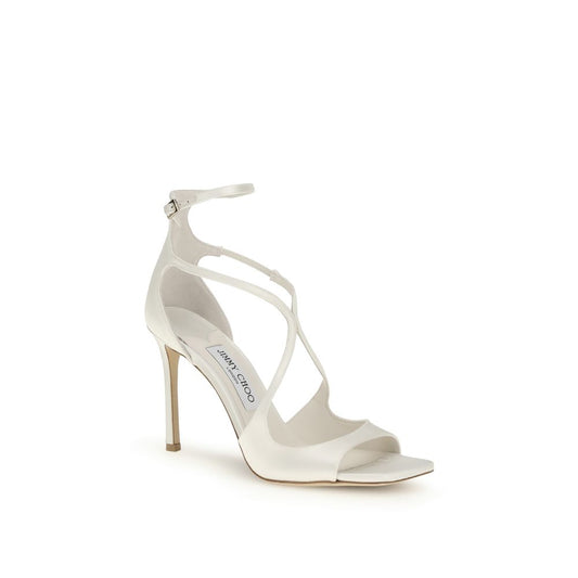 Jimmy Choo White Silk Stiletto Heel Sandals - ClickThatClicks 