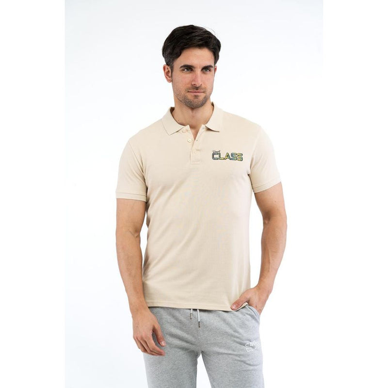 Cavalli Class Beige Cotton Polo Shirt