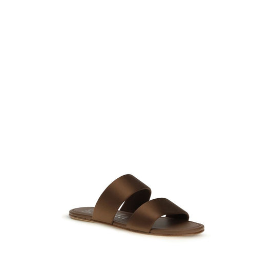 Pedro García Brown Silk Sandals - ClickThatClicks 