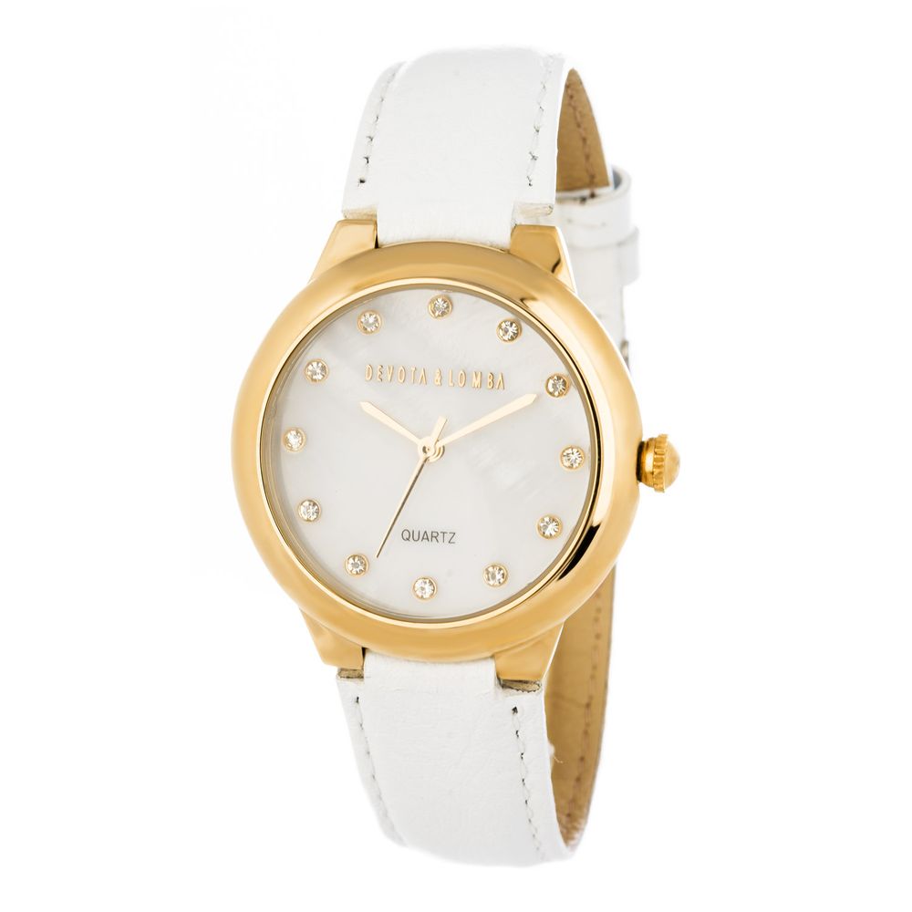 DEVOTA & LOMBA White Leather Dress Watch