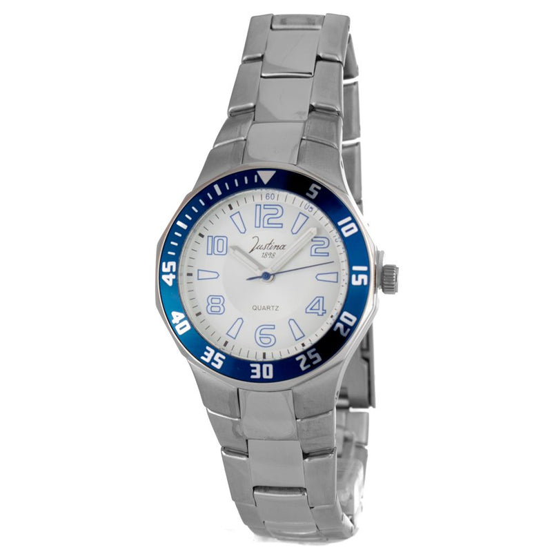 JUSTINA Silver Stainless Steel Dress Watch