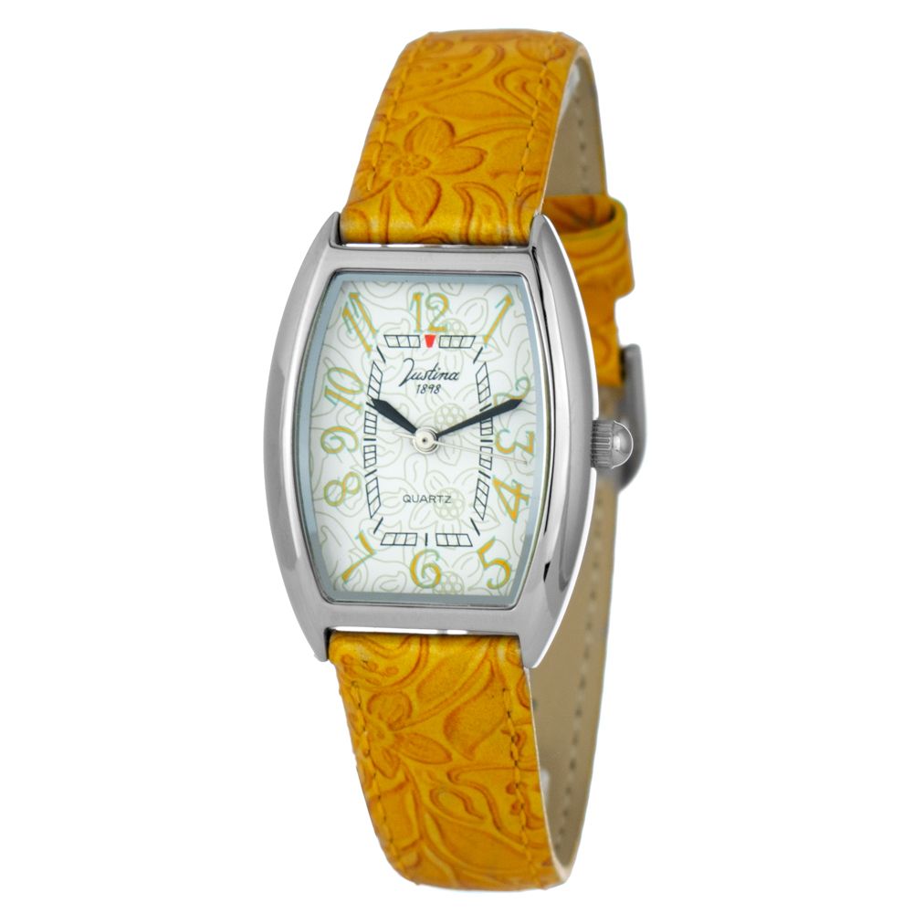 JUSTINA Orange Leather Dress Watch