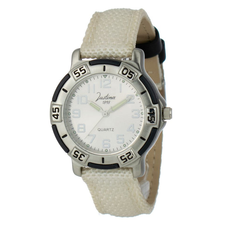 JUSTINA Beige Leather Dress Watch