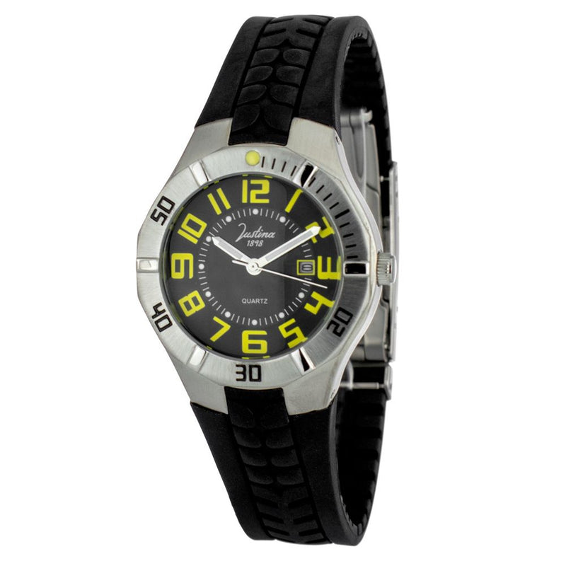 JUSTINA Black Rubber Sport Watch