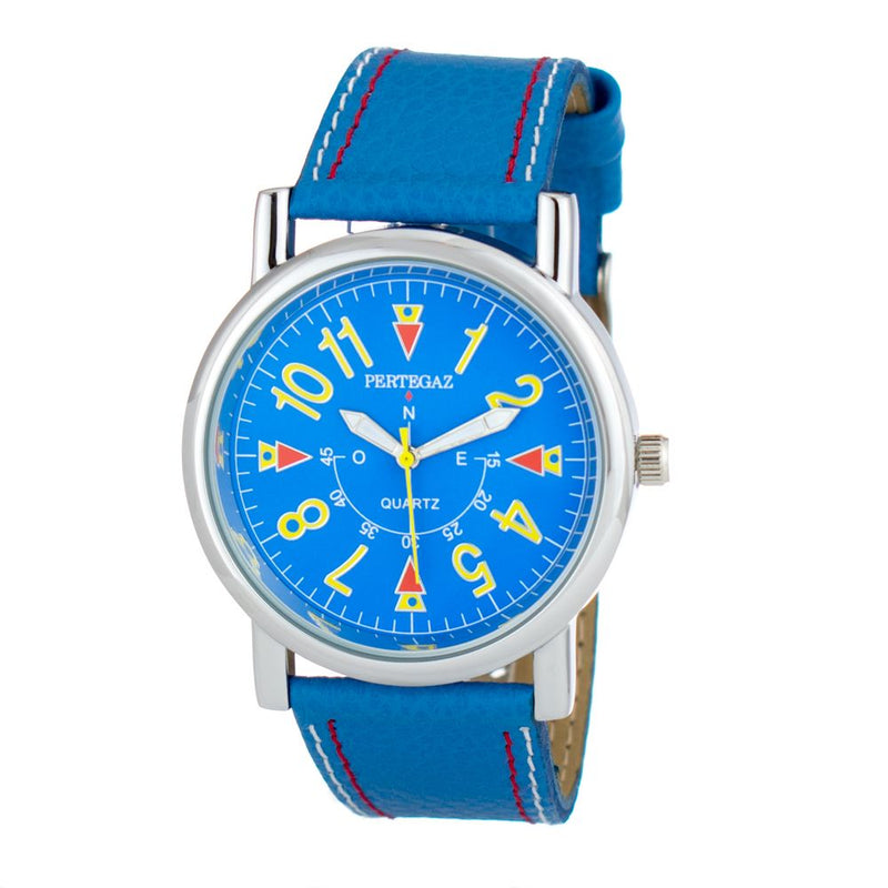 PERTEGAZ Blue Leather Dress Watch