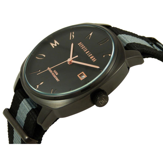 DEVOTA & LOMBA Black Nylon Bracelet Watch