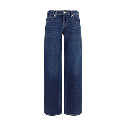 7FOR Blue Cotton Straight-Leg Jeans - ClickThatClicks 