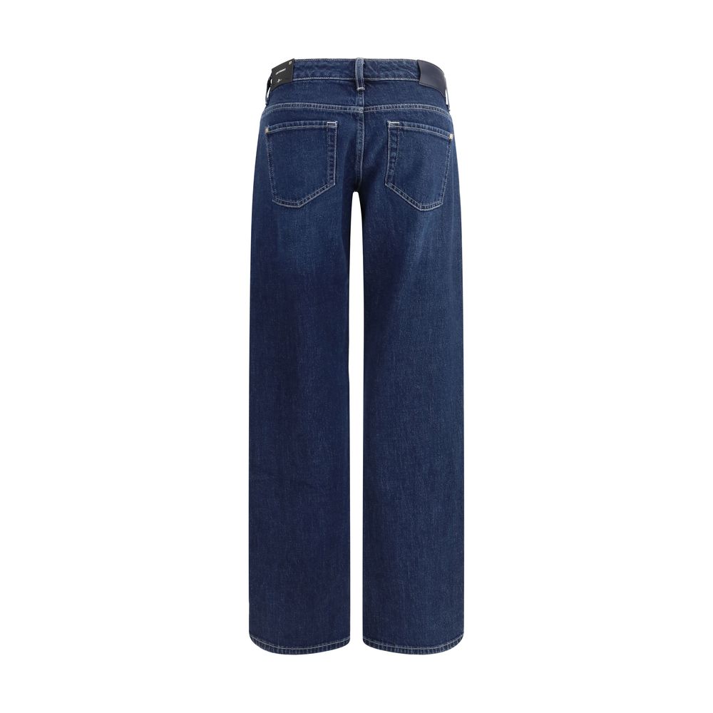 7FOR Blue Cotton Straight-Leg Jeans - ClickThatClicks 