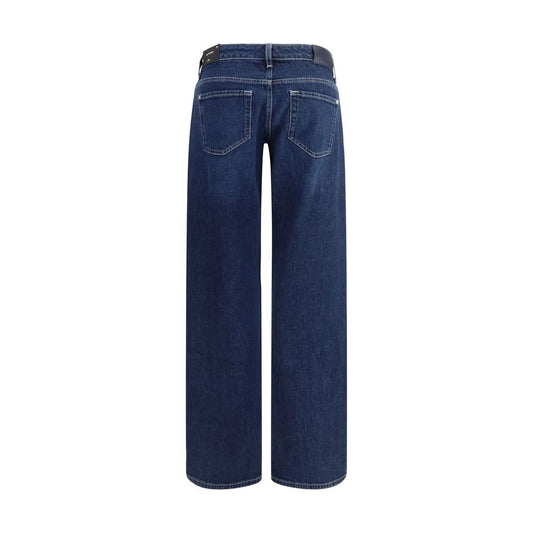7FOR Blue Cotton Straight-Leg Jeans - ClickThatClicks 