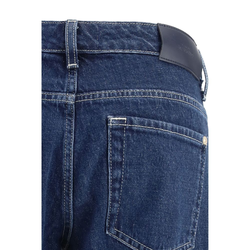 7FOR Blue Cotton Straight-Leg Jeans - ClickThatClicks 
