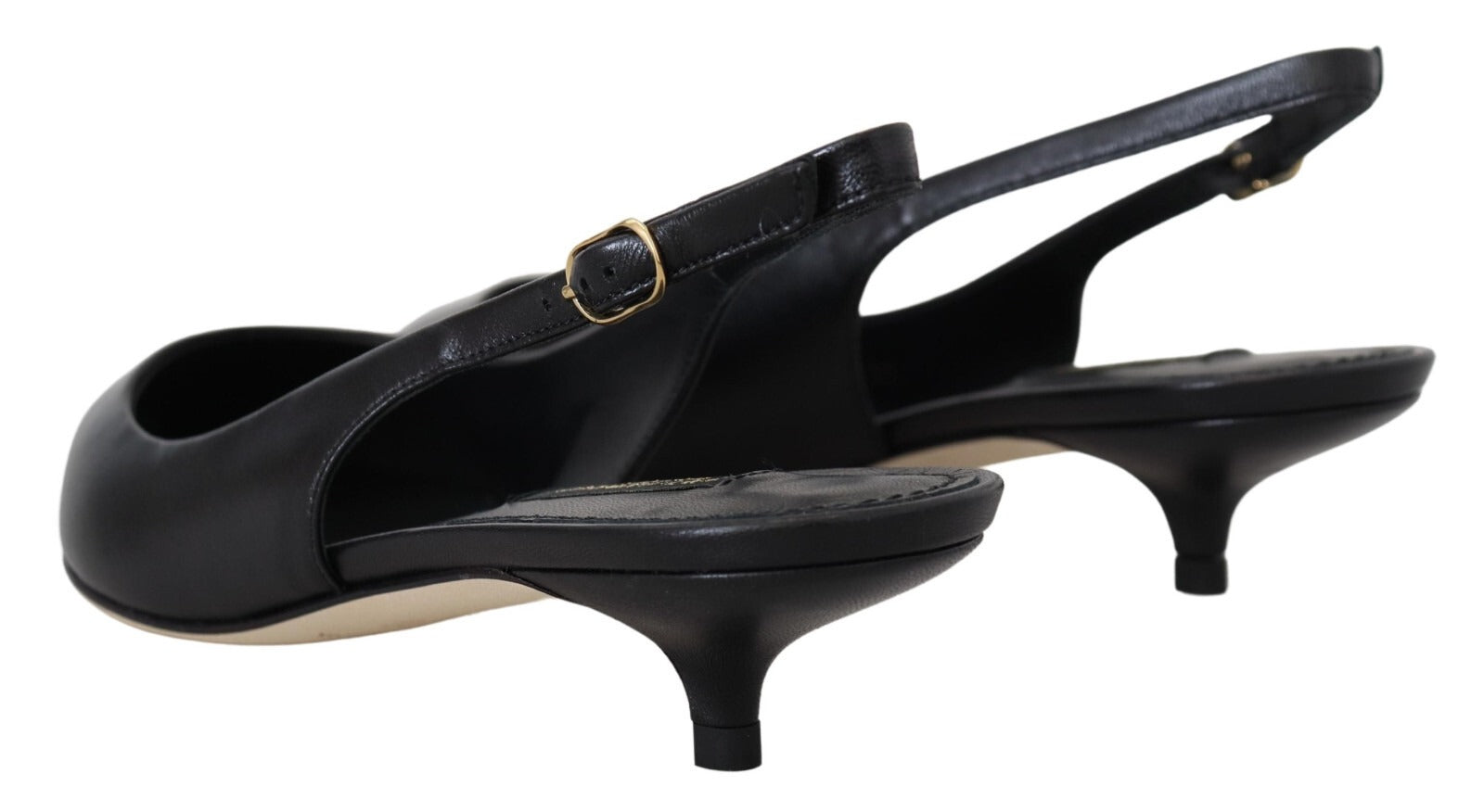 Dolce & Gabbana Black Leather Slingbacks Heels Pumps Shoes - ClickThatClicks 