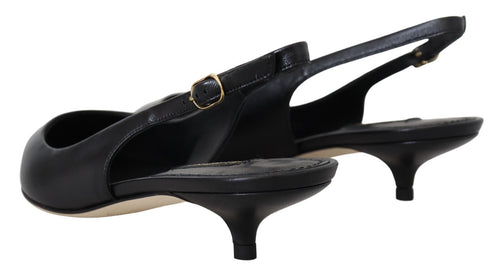 Dolce & Gabbana Black Leather Slingbacks Heels Pumps Shoes - ClickThatClicks 