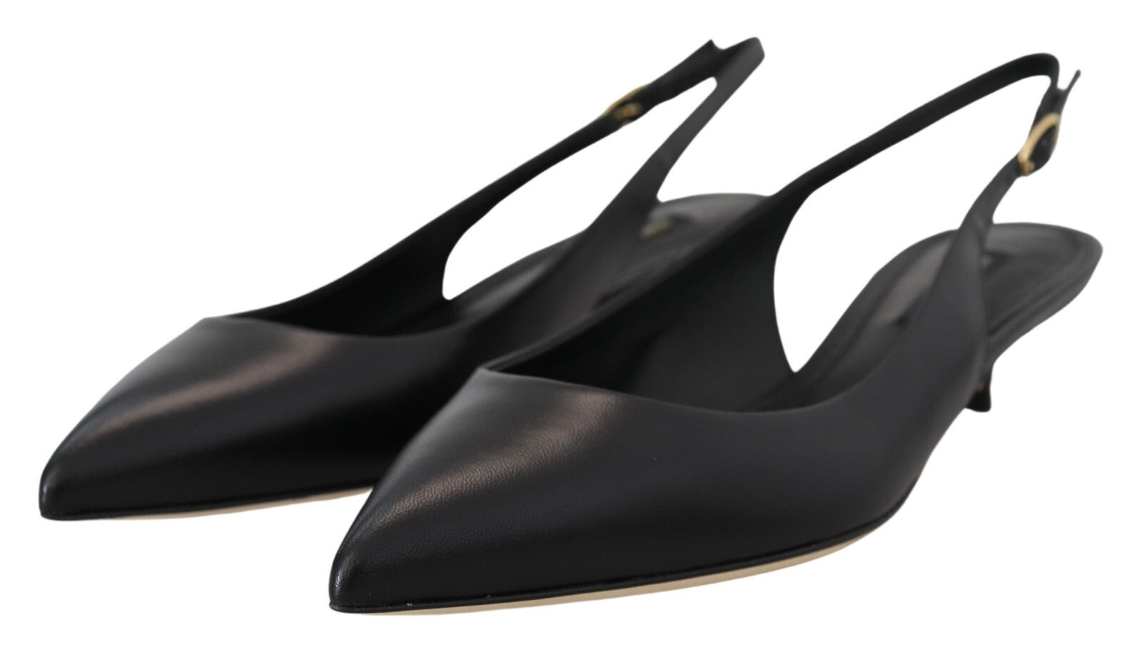 Dolce & Gabbana Black Leather Slingbacks Heels Pumps Shoes - ClickThatClicks 