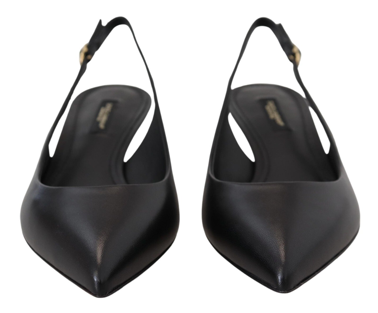 Dolce & Gabbana Black Leather Slingbacks Heels Pumps Shoes - ClickThatClicks 