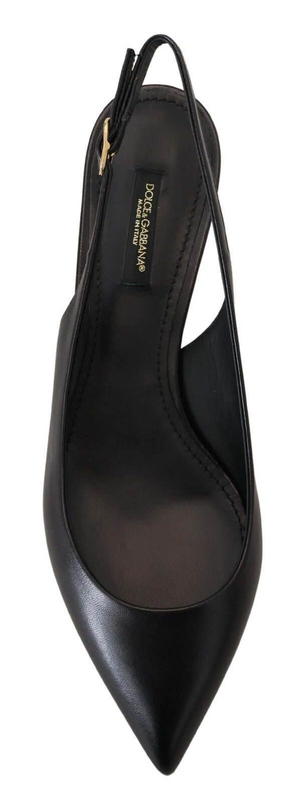 Dolce & Gabbana Black Leather Slingbacks Heels Pumps Shoes - ClickThatClicks 
