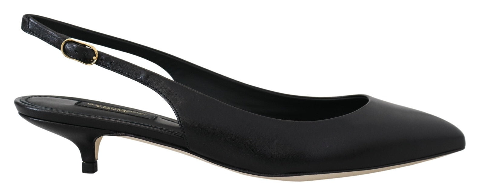 Dolce & Gabbana Black Leather Slingbacks Heels Pumps Shoes - ClickThatClicks 
