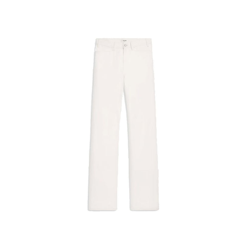 Celine White Cotton Straight-Leg Jeans
