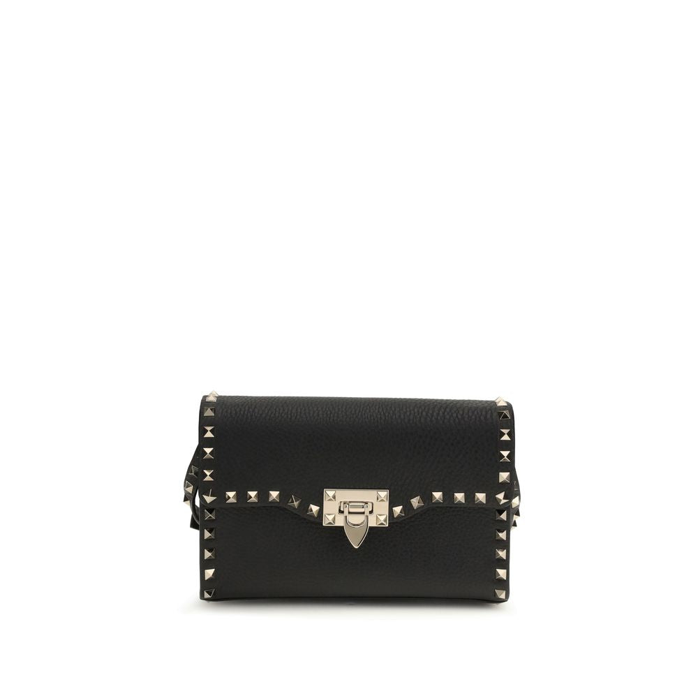 Valentino Garavani Black Calf Leather Bos Taurus Shoulder Bag - ClickThatClicks 