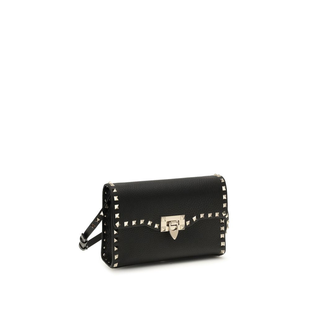 Valentino Garavani Black Calf Leather Bos Taurus Shoulder Bag - ClickThatClicks 