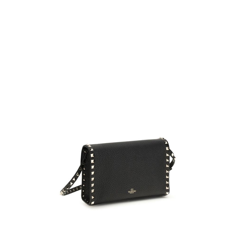Valentino Garavani Black Calf Leather Bos Taurus Shoulder Bag - ClickThatClicks 