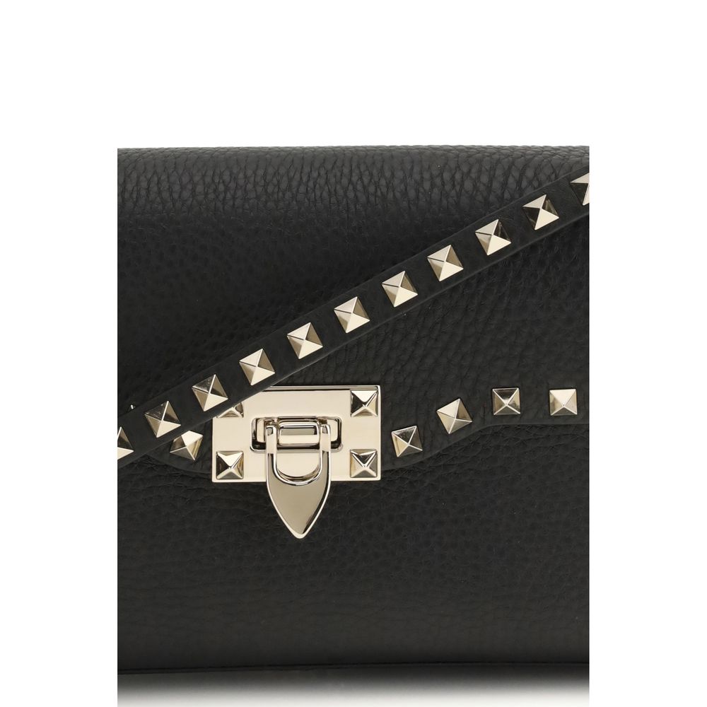Valentino Garavani Black Calf Leather Bos Taurus Shoulder Bag - ClickThatClicks 