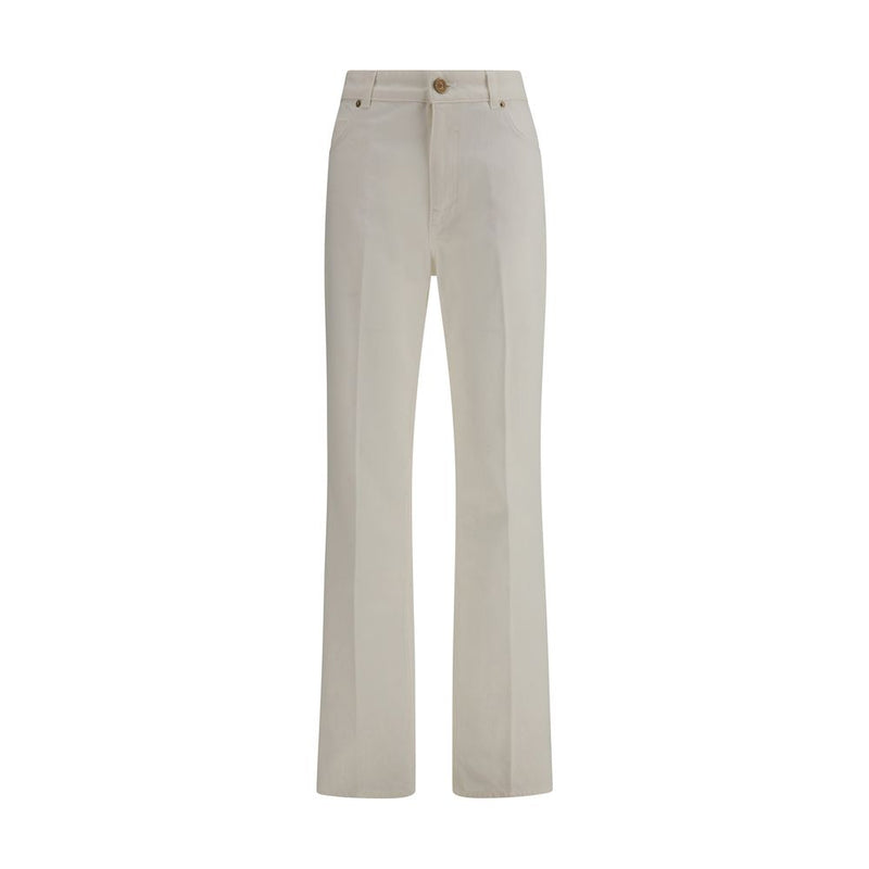 Balmain White Cotton Straight-Leg Jeans - ClickThatClicks 