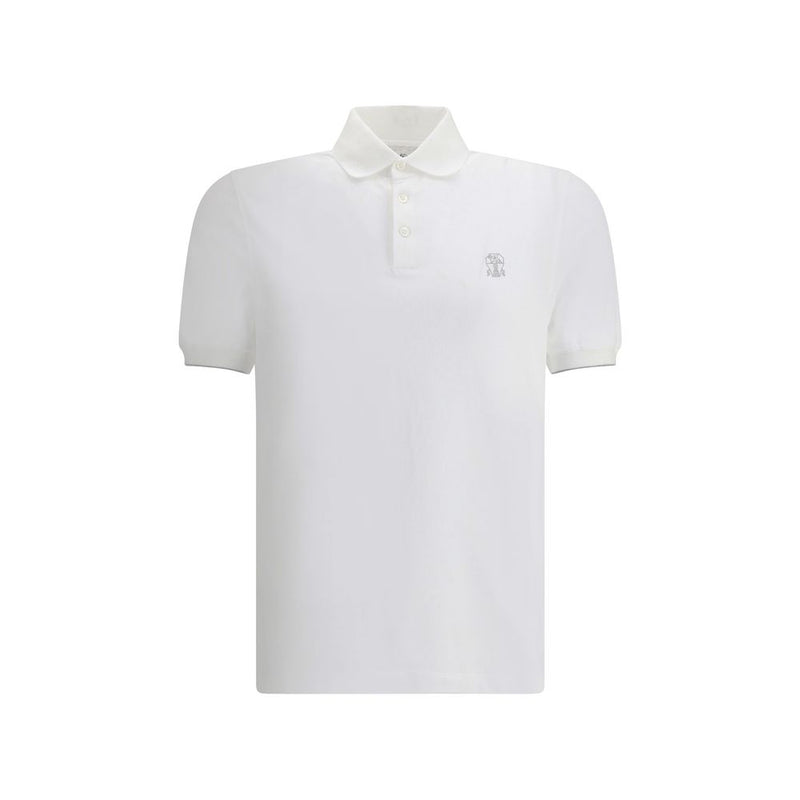 Brunello Cucinelli White Cotton Polo Shirt