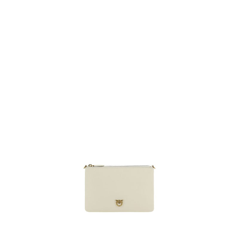 PINKO Cream Calf Leather Bos Taurus Shoulder Bag