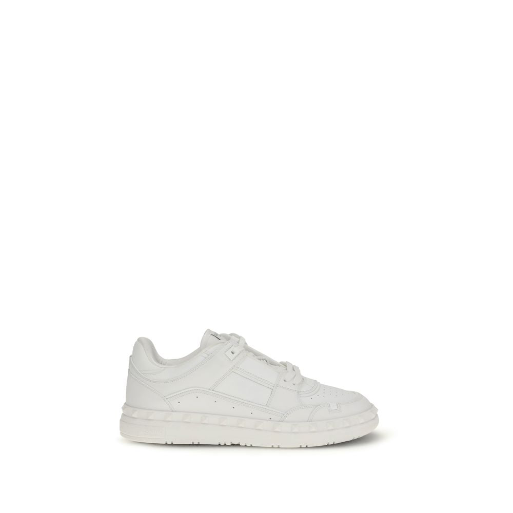 Valentino Garavani White Calf Leather Bos Taurus Low Top Sneakers - ClickThatClicks 