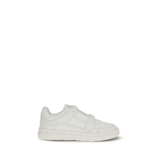 Valentino Garavani White Calf Leather Bos Taurus Low Top Sneakers - ClickThatClicks 