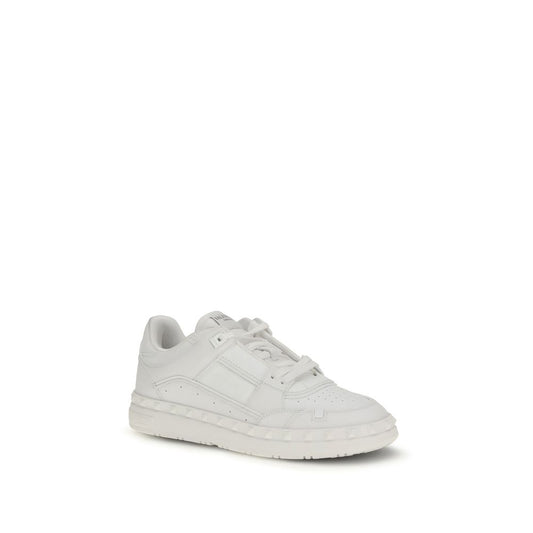 Valentino Garavani White Calf Leather Bos Taurus Low Top Sneakers - ClickThatClicks 