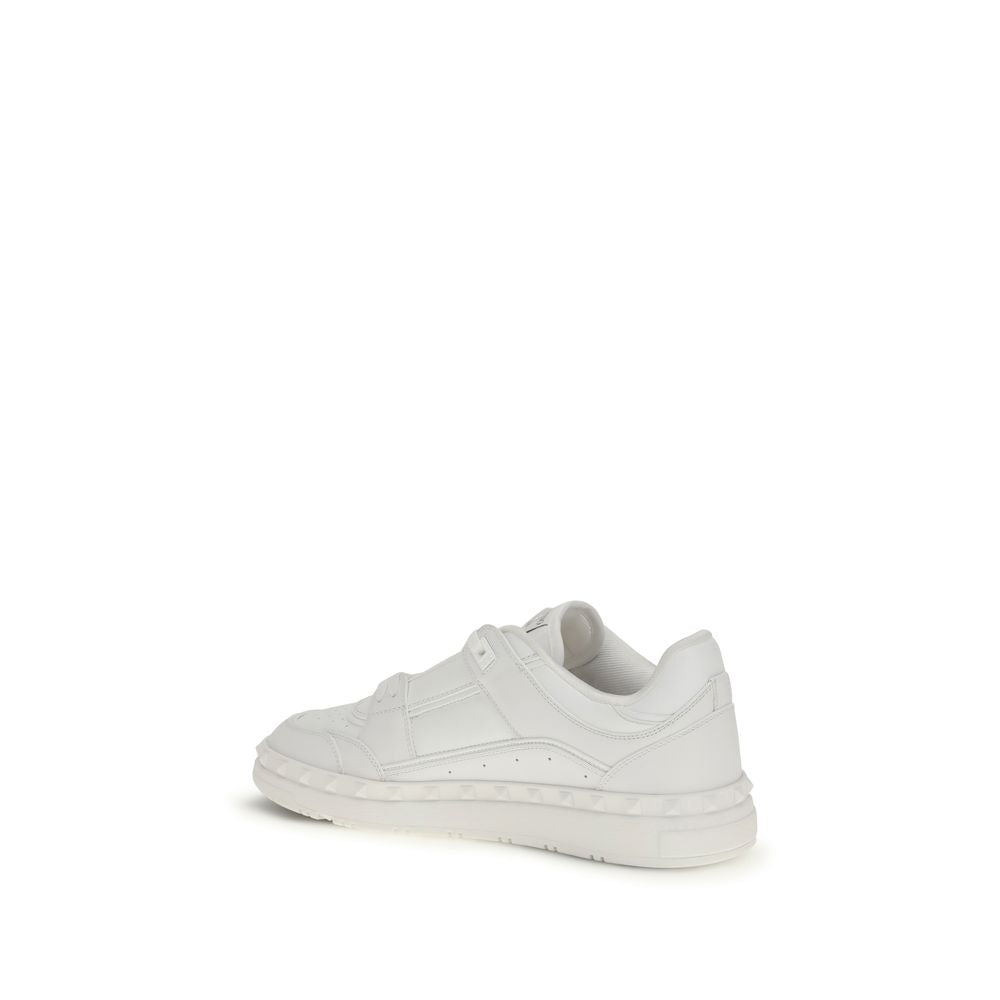 Valentino Garavani White Calf Leather Bos Taurus Low Top Sneakers - ClickThatClicks 