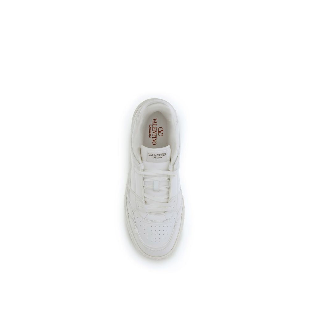 Valentino Garavani White Calf Leather Bos Taurus Low Top Sneakers - ClickThatClicks 