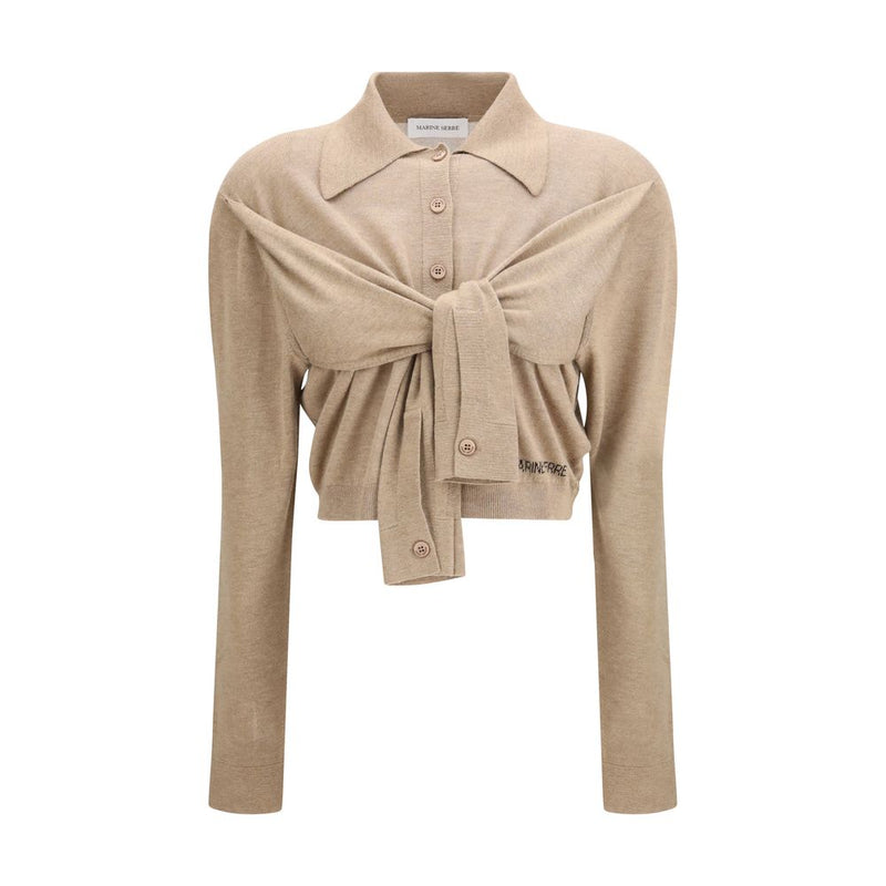 Marine Serre Beige Viscose Cardigan