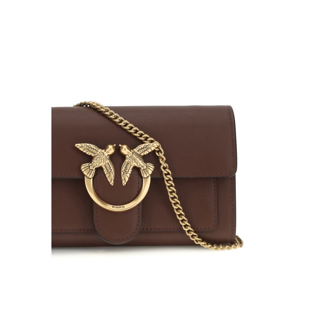 PINKO Brown Calf Leather Bos Taurus Shoulder Bag - ClickThatClicks 