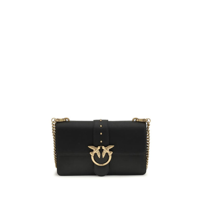 PINKO Black Calf Leather Bos Taurus Shoulder Bag