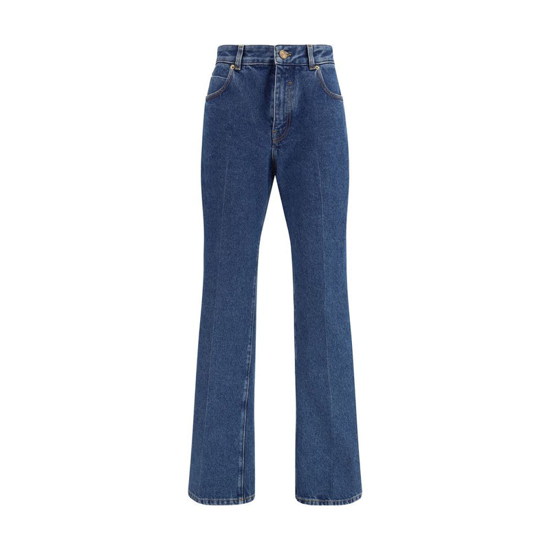 Balmain Blue Cotton Straight-Leg Jeans - ClickThatClicks 