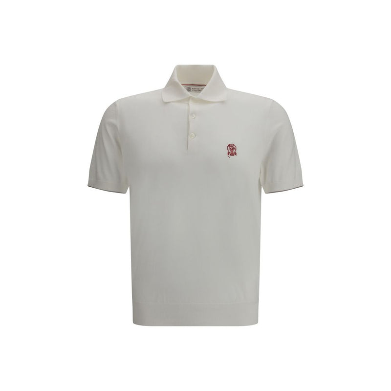 Brunello Cucinelli White Cotton Polo Shirt