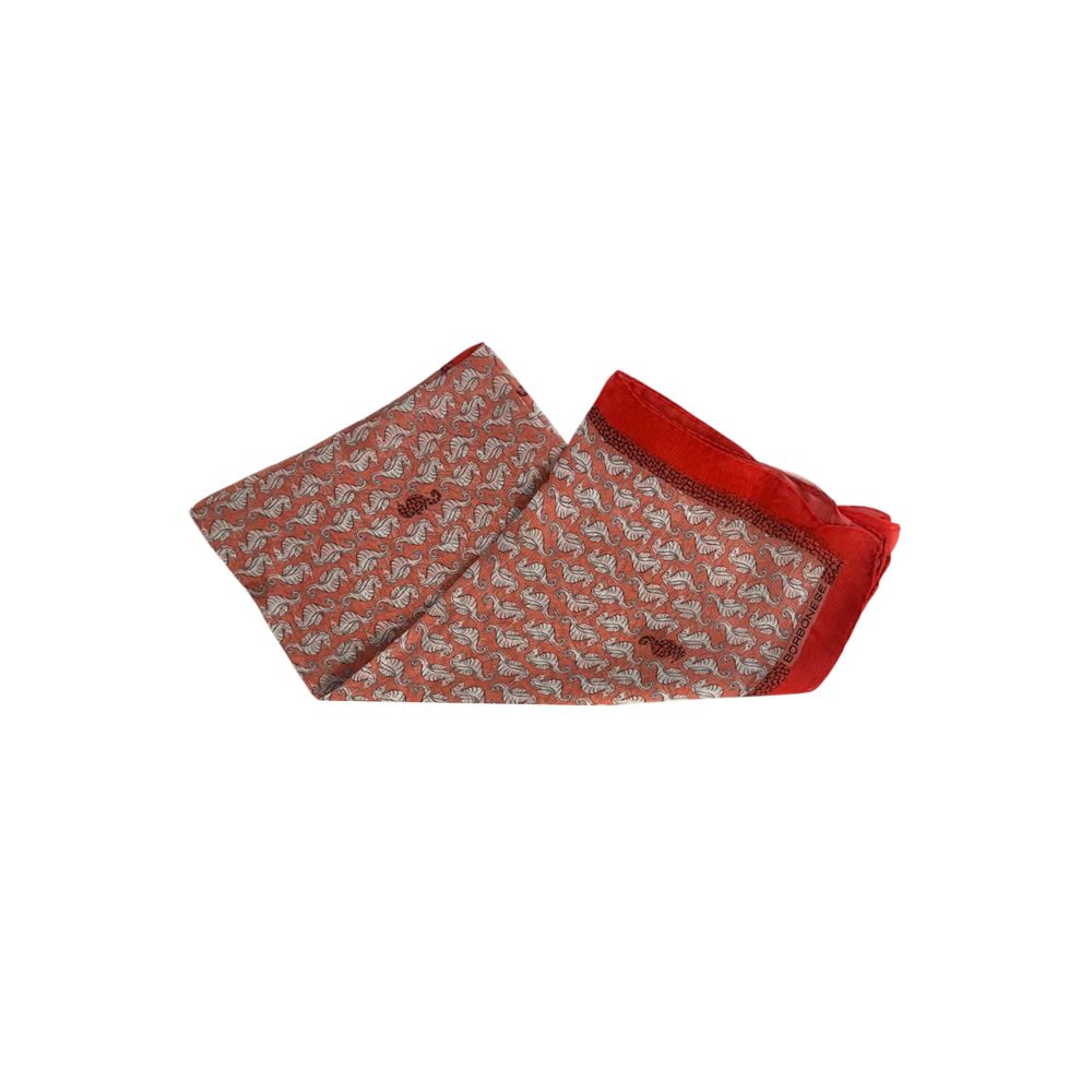 Borbonese Red Silk Women Scarf - ClickThatClicks 