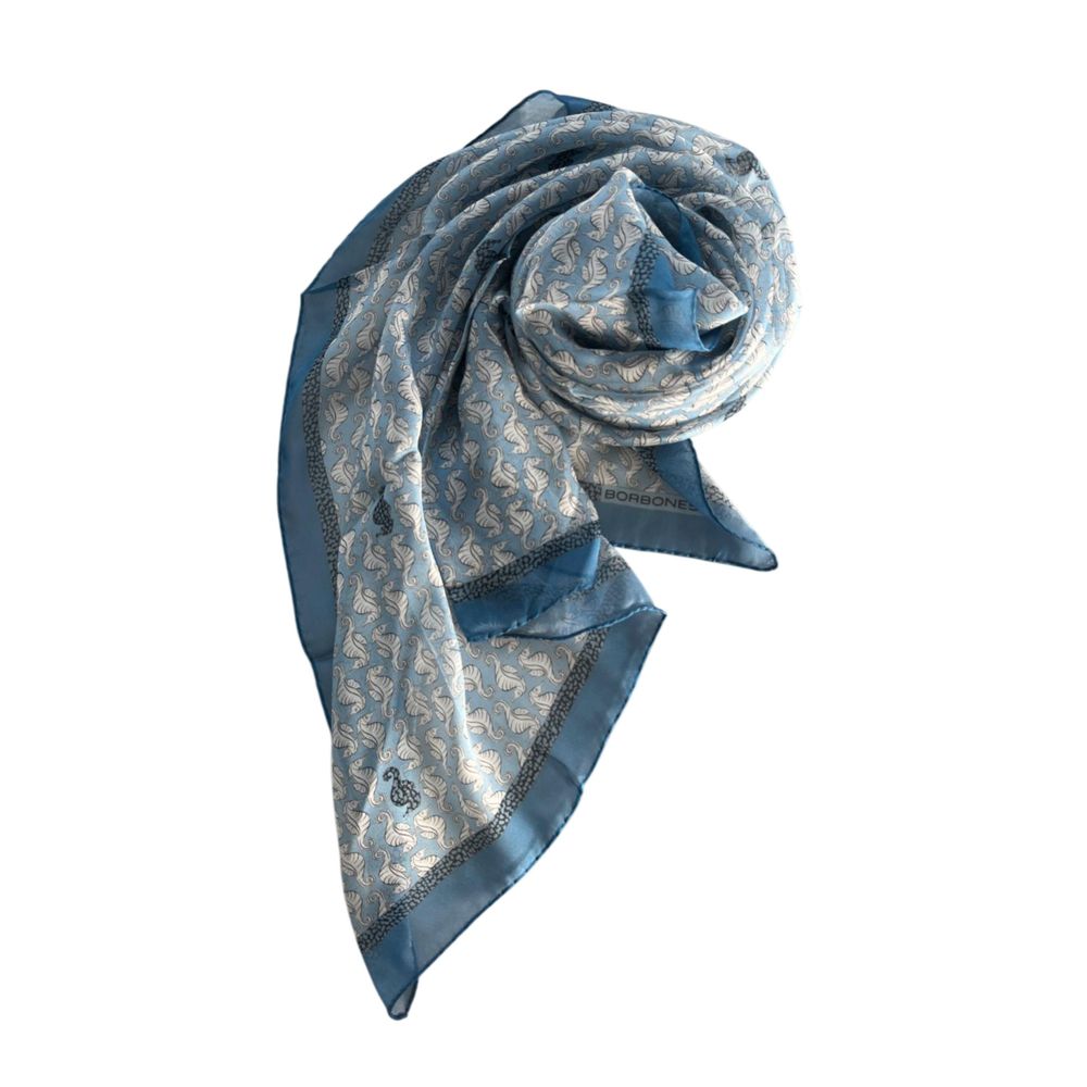 Borbonese Blue Silk Women Scarf - ClickThatClicks 